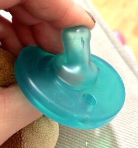 Photo of a cracked pacifier