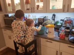 Caleb and Carson in the kitchen tower together