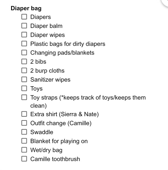 A list of diaper bag essentials for travel