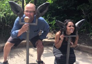 Tony and Whitney posing  with large ears